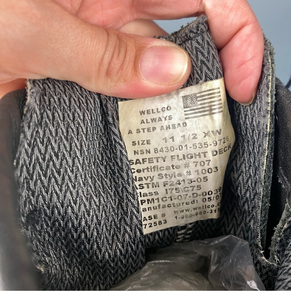 Wellco Flight Deck Boots Men’s Size 11.5 XW ASTM F2413-05 Safety USA 1003 Black - Picture 10 of 12